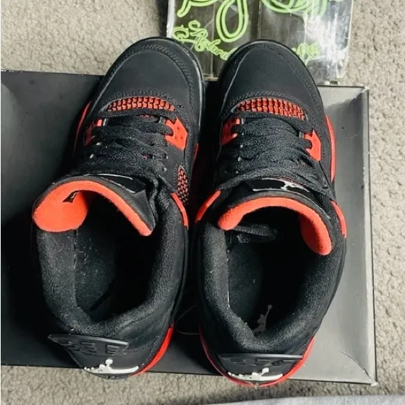 Air Jordan 4 Retro Mid Lightening &amp; Retro Red Thunder, Size 5y