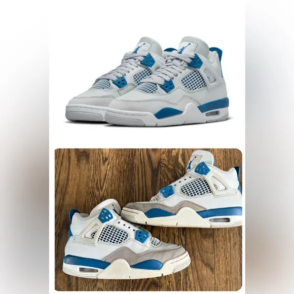 Air Jordan 4 Retro Millitary Blue Youth Sneakers, Size 4 ( big boys)