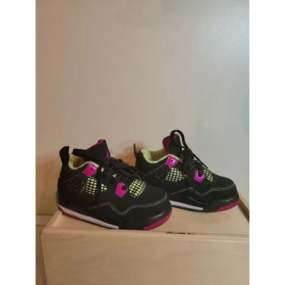 Air Jordan 4 Retro GT Fuchsia Lime Black Girls Sneakers
