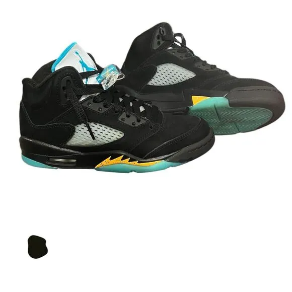Air Jordan 5 Retro GS 'Aqua' Kids Sneakers Black Size 4.5Y