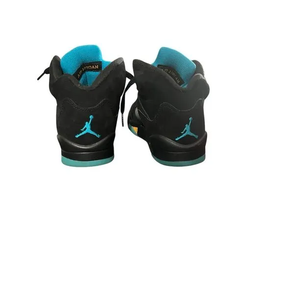 Air Jordan 5 Retro GS 'Aqua' Kids Sneakers Black Size 4.5Y