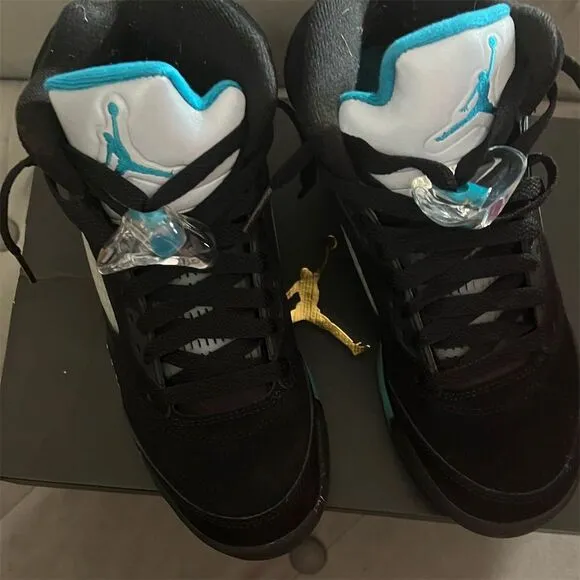 Air Jordan 5 Retro GS 'Aqua' Kids Sneakers Black Size 4.5Y