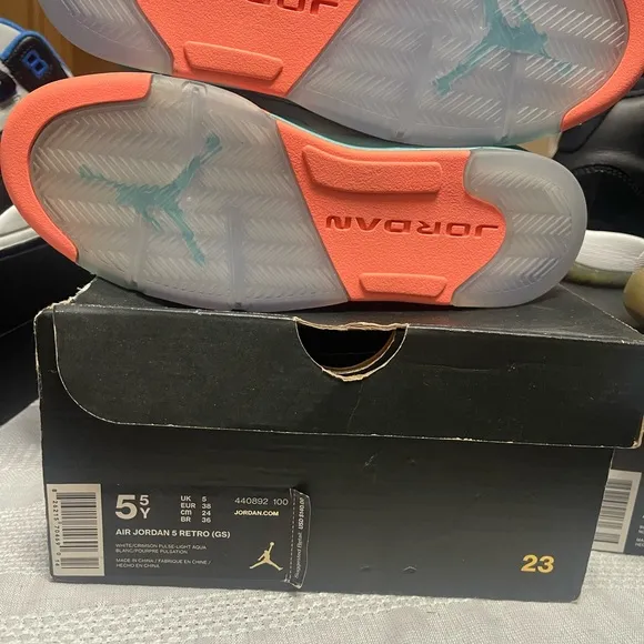 Air Jordan 5 Retro GS White Teal Orange