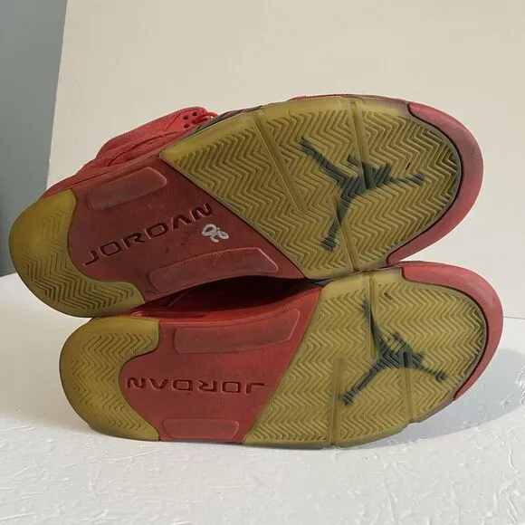 Air Jordan 5 Retro Size 10.5 Mens Red Suede Sneakers