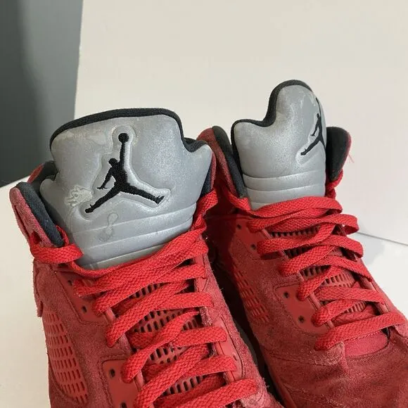 Air Jordan 5 Retro Size 10.5 Mens Red Suede Sneakers