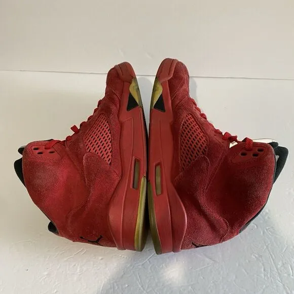 Air Jordan 5 Retro Size 10.5 Mens Red Suede Sneakers