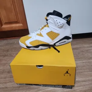 Air Jordan 6 Retro High Top Sneakers - White and Yellow