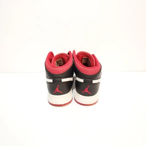 Air Jordan Boy's 1 Retro Mid GS 'Black Red White' Sneakers - FCM21