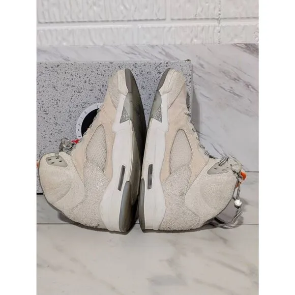 Air Jordan Men's Off-White 5 Retro SE Craft Round Toe Lace-Up Sneakers Size 11