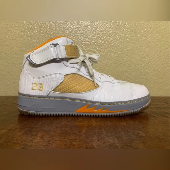 Air Jordan Retro 5/ Air Force 1 AJF5 Fusion Size 12 Orange &amp; White Sneakers