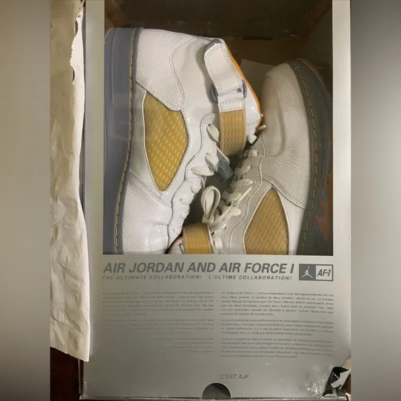 Air Jordan Retro 5/ Air Force 1 AJF5 Fusion Size 12 Orange &amp; White Sneakers