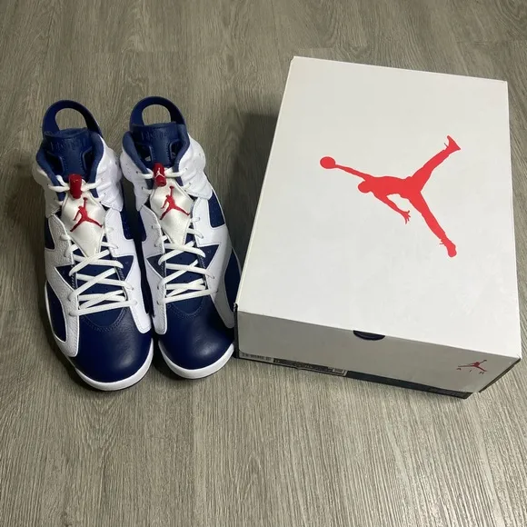 Air Jordan Retro Sneakers in Navy and White