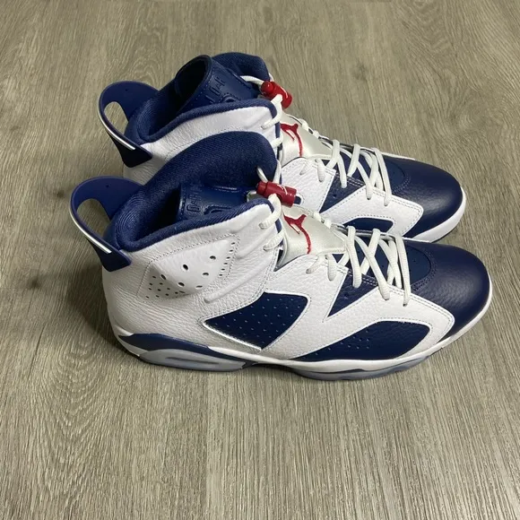Air Jordan Retro Sneakers in Navy and White