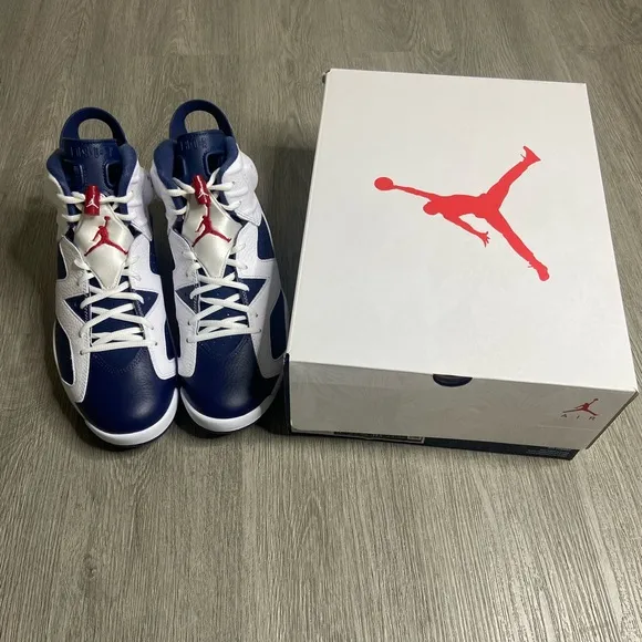 Air Jordan Retro Sneakers in Navy and White