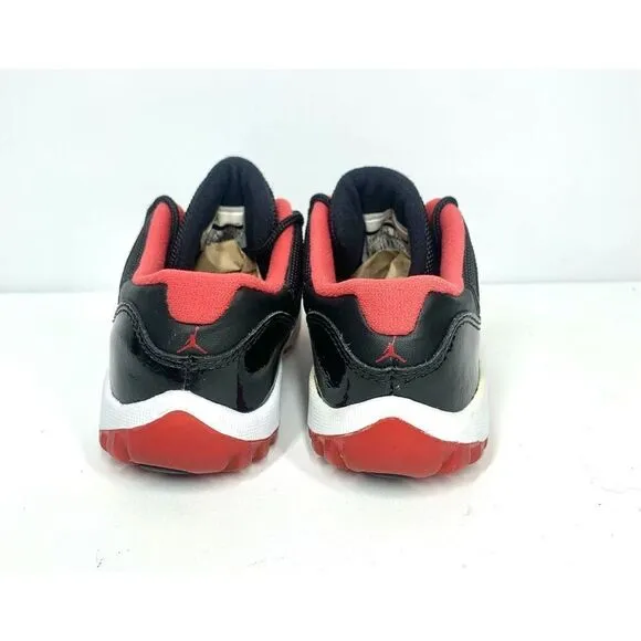 Air Jordan 11 Retro Low BT Bred Sneakers Toddler 10C True Red White Black Patent