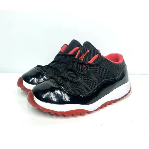Air Jordan 11 Retro Low BT Bred Sneakers Toddler 10C True Red White Black Patent