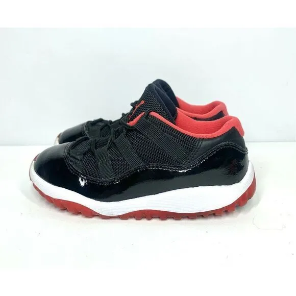 Air Jordan 11 Retro Low BT Bred Sneakers Toddler 10C True Red White Black Patent