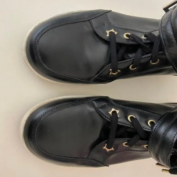 Albano High Top Fashion Sneakers Black Leather Zip Back 1013 Women's Size 40