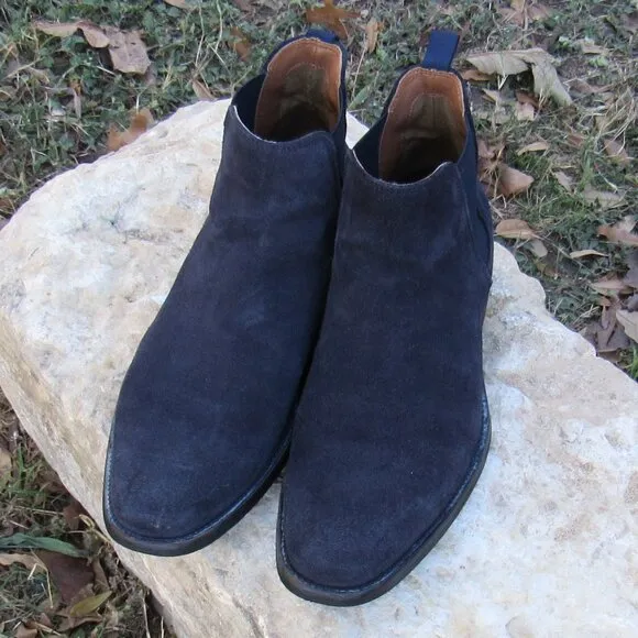 Aldo Men's Vianello Suede Chelsea Boots Size 9  - Navy Closed Square Toe Slip On
