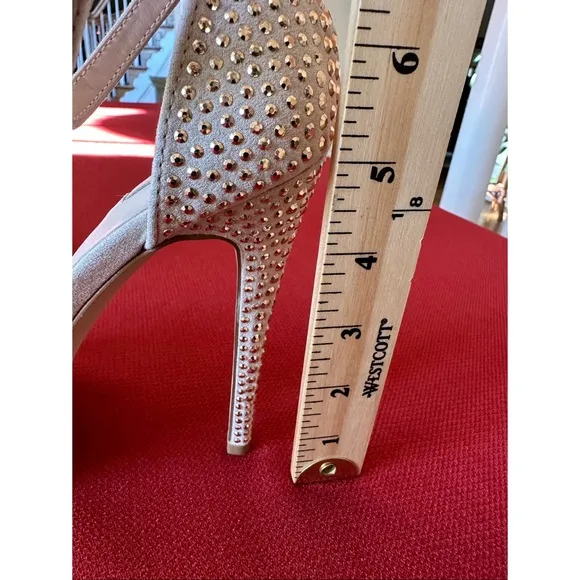 Aldo Nude Beige Gold Studded Platform Heel Sandals, NWOB, 7.5