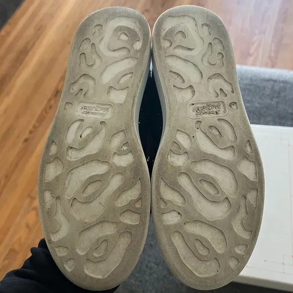 Alexander McQueen size 7 Oversized Low Black White Glitter sneaker