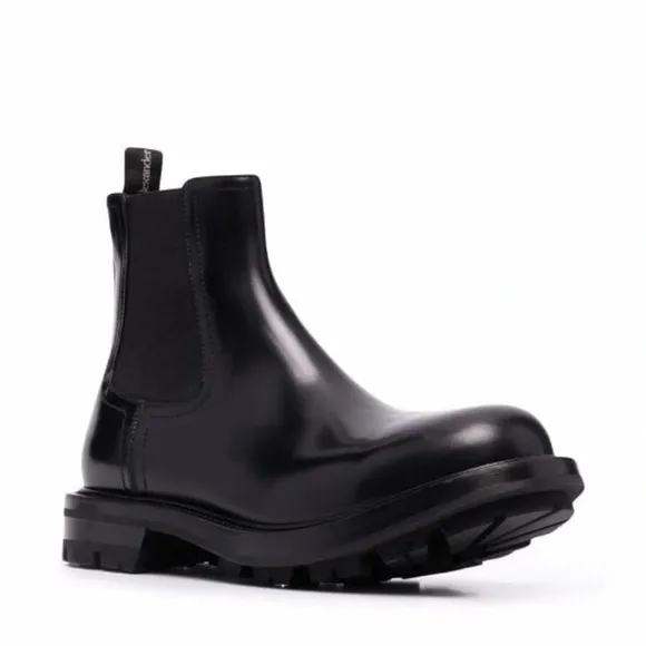 Alexander McQueen Women's Black Watson Leather Chelsea Boots Size 41