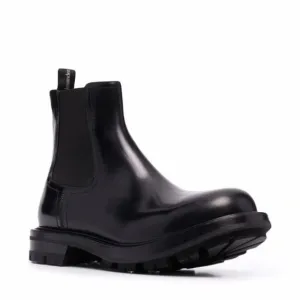 Alexander McQueen Women's Black Watson Leather Chelsea Boots Size 41
