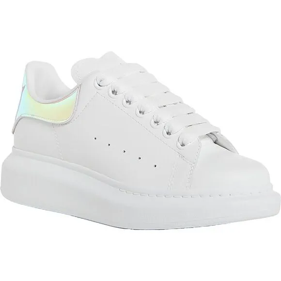 Alexander McQueen Womens White Iridescent Casual And Fashion Sneakers NWOB