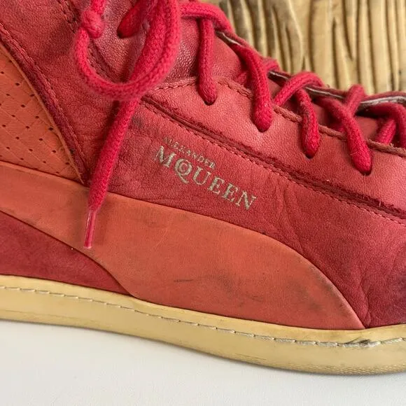 Alexander McQueen x Puma Joustesse Mid II Mens 9 Red Leather Lace Up High Top