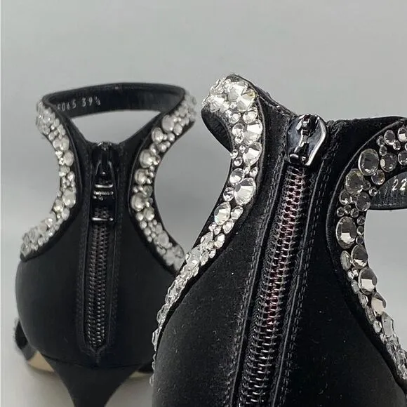 Alexander McQueen Crystal-Embellished Satin High-Heel Sandals size 39.5