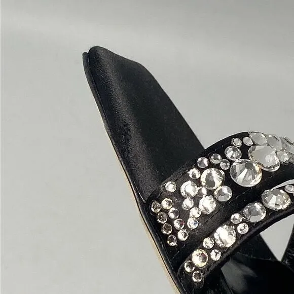 Alexander McQueen Crystal-Embellished Satin High-Heel Sandals size 39.5