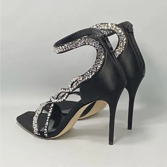 Alexander McQueen Crystal-Embellished Satin High-Heel Sandals size 39.5