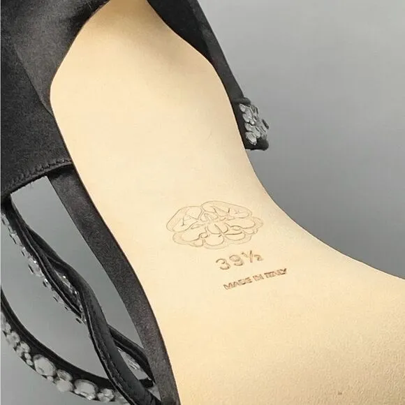 Alexander McQueen Crystal-Embellished Satin High-Heel Sandals size 39.5