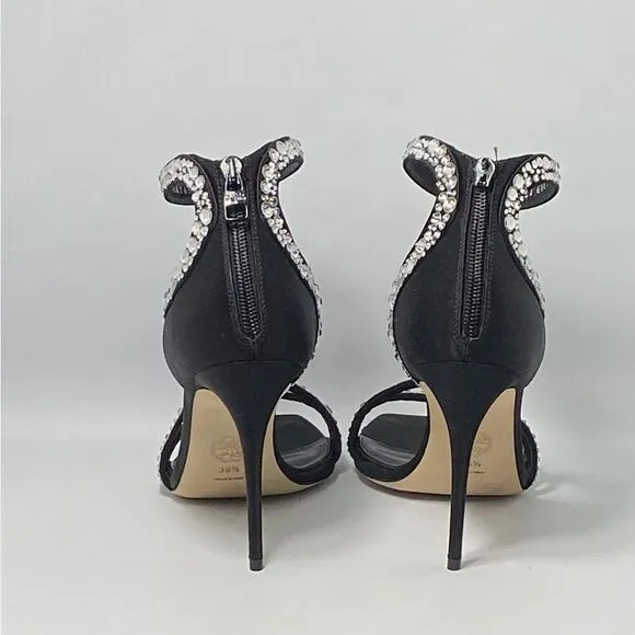 Alexander McQueen Crystal-Embellished Satin High-Heel Sandals size 39.5
