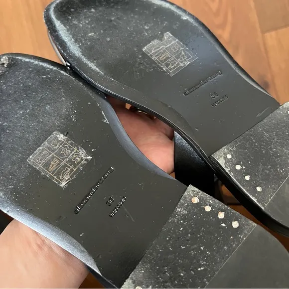 ALEXANDER WANG Sora Halo Flat Leather Sandals in Black