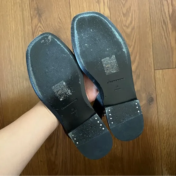 ALEXANDER WANG Sora Halo Flat Leather Sandals in Black