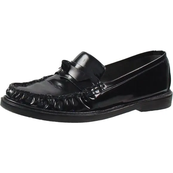 Alexandre Birman Womens Clarita Laser Black Solid Patent Leather Loafers Used