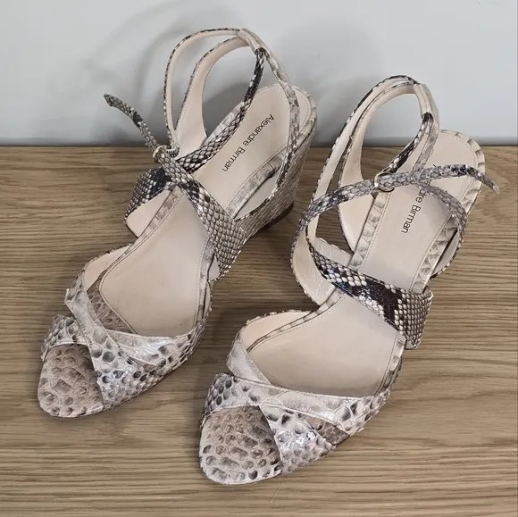 Alexandre Birman Women's Genuine Snake Skin Wedge Sandals Size 11