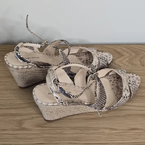 Alexandre Birman Women's Genuine Snake Skin Wedge Sandals Size 11