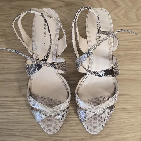 Alexandre Birman Women's Genuine Snake Skin Wedge Sandals Size 11