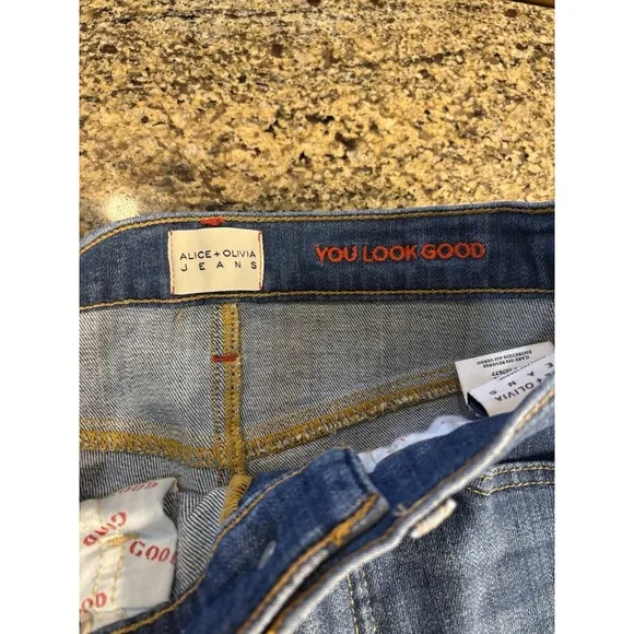 Alice   Olivia Good High Rise Skinny Crop Ankle Tie Jeans 25