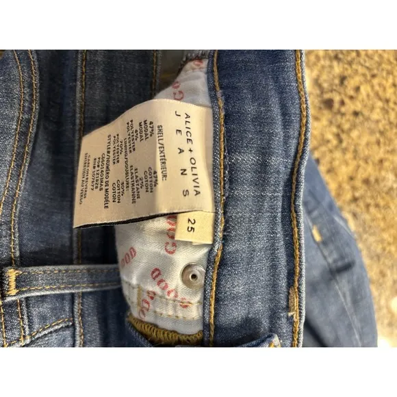 Alice   Olivia Good High Rise Skinny Crop Ankle Tie Jeans 25