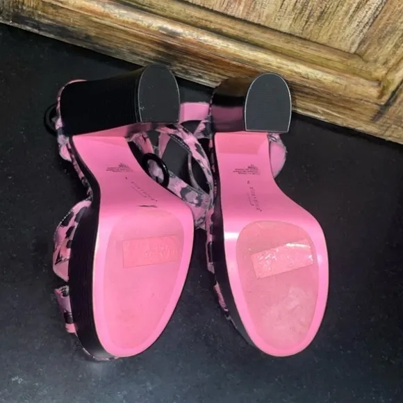 Alice   Olivia leopard pink purple platform high heels sandals funky cheetah 7