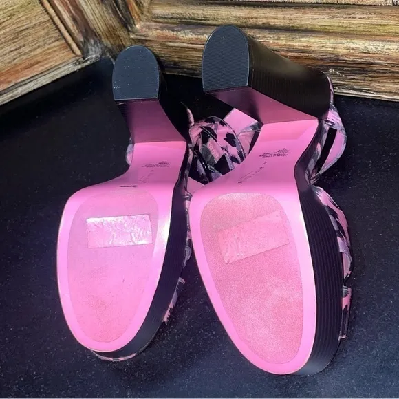 Alice   Olivia leopard pink purple platform high heels sandals funky cheetah 7