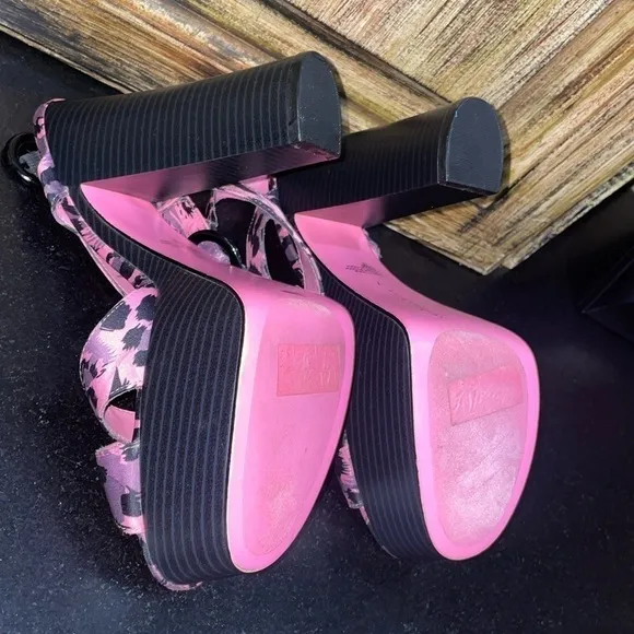 Alice   Olivia leopard pink purple platform high heels sandals funky cheetah 7