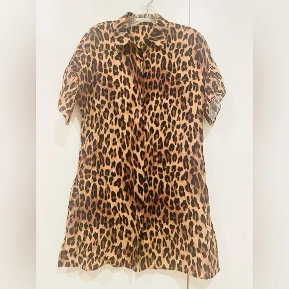 Alice   Olivia leopard print Jude Tunic Leopard Shirtdress, sz Small. Orig $295