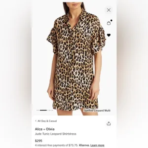 Alice   Olivia leopard print Jude Tunic Leopard Shirtdress, sz Small. Orig $295