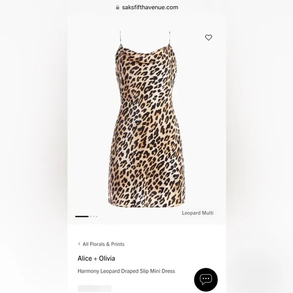 Alice   Olivia leopard print Jude Tunic Leopard Shirtdress, sz Small. Orig $295