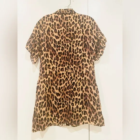 Alice   Olivia leopard print Jude Tunic Leopard Shirtdress, sz Small. Orig $295