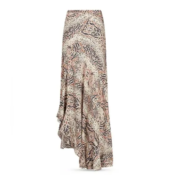 ALL SAINTS Women's Raya Arietta Animal Print Ruffled Skirt - Brown Size 2